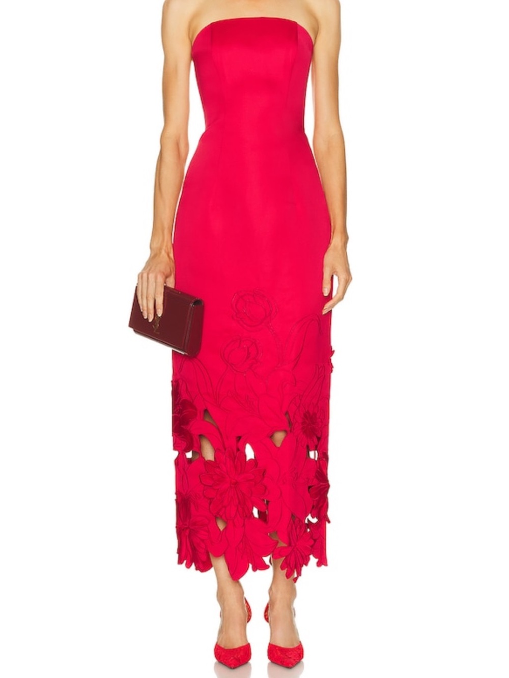 Zayna Appliqué Bustier Maxi Dress in ROSA